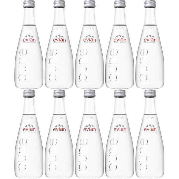 Evian Natural Spring Water, 11.2oz Glass Bottle (Pack of 10, Total of 112 Oz)