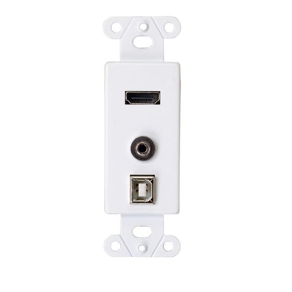 HDMI®, USB and 3.5mm Audio Pass Through Decorative Wall Plate - White - C2G