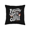 Fueled By Spite and Iced Coffee Amusing Work Burnout Humor Throw Pillow