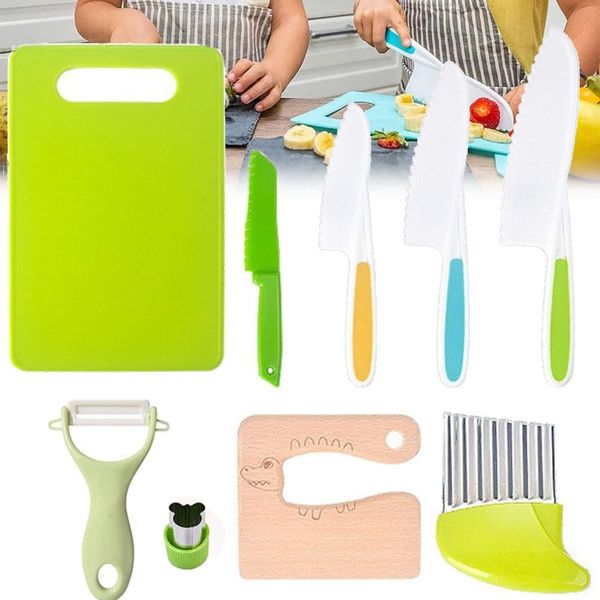 Ensiven Kid Safe Kitchen Set,Children-Safe Kitchen Set,Ensiven Kitchen Set,Montessori Kitchen Tools for Toddlers,Kid Safe Knife Set for Real Cooking