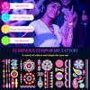 Scettar 15 Sheets Neon Temporary Tattoo, 200+UV Blacklight Neon Glow Fake Tattoos Multiple Designs Glow in the Dark Neon Tattoos Rave Festival Accessories for Women Girls Party Supplies