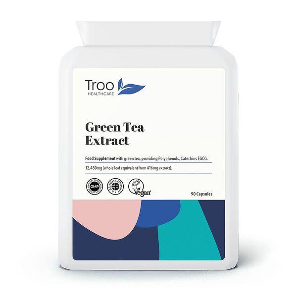 Troo Health Care Green Tea Extract Supplement (12,480mg) - 90 Capsules - Providing Polyphenols, Catechins and EGCG - UK Manufactured to GMP Standards