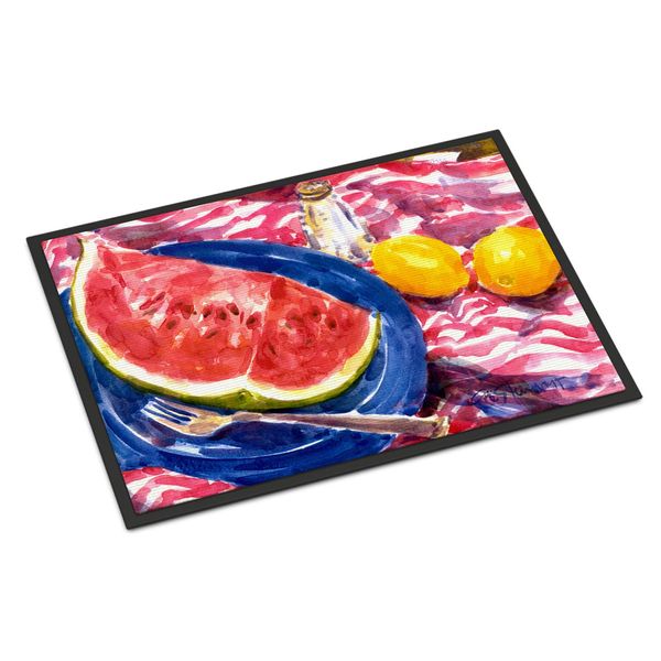 Caroline's Treasures 6028MAT Watermelon Doormat 18x27 Front Door Mat Indoor Outdoor Rugs for Entryway, Non Slip Washable Low Pile, 18H X 27W