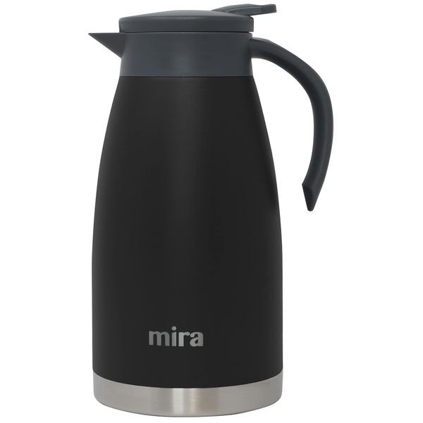 MIRA Stainless Steel Thermal Coffee Carafe, Double Wall Insulated Vacuum Flask, Tea, Water, and Coffee Dispenser, 1.5 Liter / 50oz, Black