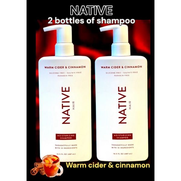 2pk NATIVE Warm Cider & Cinnamon Care Moisturizing Shampoo 487ml Each Organic