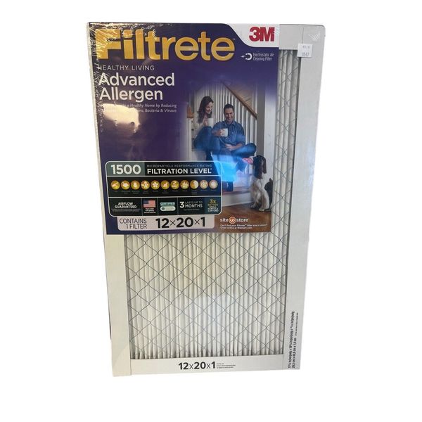3M Filtrete 1500 12x20x1, Advanced Allergen, Healthy Living Brand New Sealed