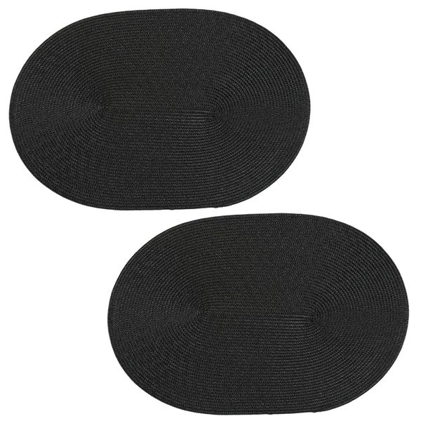 Platzset 2er Set Schwarz oval ca. 45x30 cm Platzdeckchen Tischset geflochtene Optik