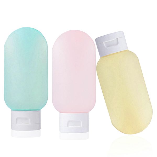 3Pcs Travel Bottles Set, 60ml Plastic Travel Bottles Containers for Toiletries, Leakproof Refillable Squeezable Empty Travel Containers for Shampoo Cosmetics Lotions Oils Shower Gel Hand Soap