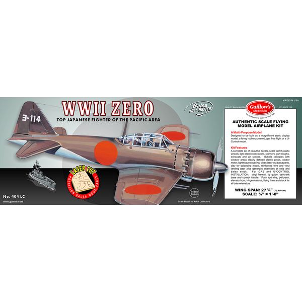 Guillow WWII Mitsubishi Zero Balsa Model Airplane Kit