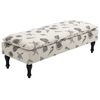 Linen-Touch Seashell Pattern Fabric Bed End Stool Lounger with Rubberwood Legs
