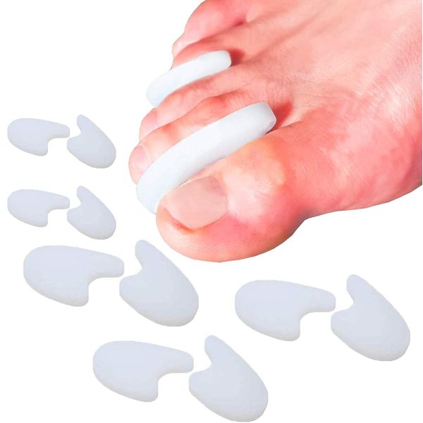 Mcvcoyh 10 Pack Toe Spacers and Separators, Gel Overlapping Toe Hammer Spacers, Silicone Toe Separators for Overlapping Toe, Bunion Correct and Pain Relief