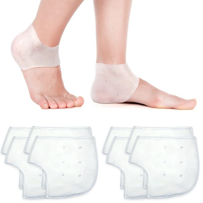 4 Pairs Silicone Gel Heel Cups Moisturizing Pain Relief Cracked Foot Socks