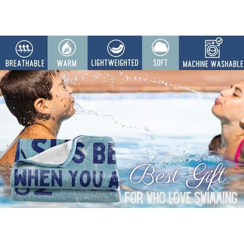 Swimming Gifts, Swimmer Blanket Women, Men, Teen Girls, Teammate, Coach - 50" x 65" Throw, Flannel Blanket - Just Keep Swimming - Blue