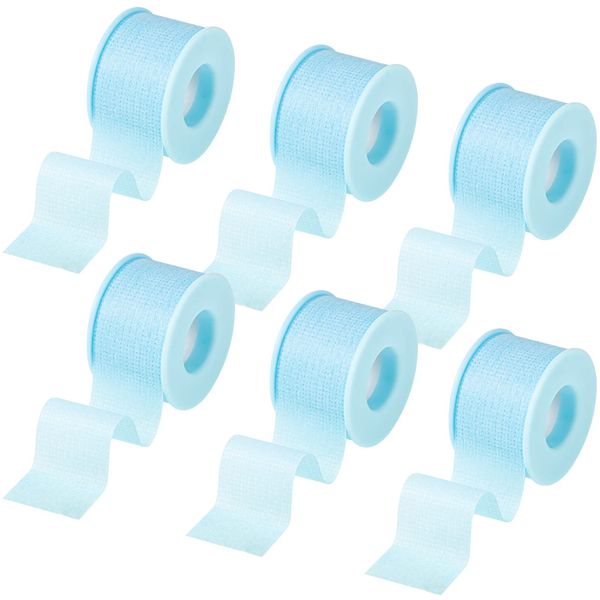 6 Rolls Removal Silicone Sensitive Skin Tape Blue Medical Tape Reusable Adhesive Waterproof Silicone Tape (1 Inch x 3.9 Yards)