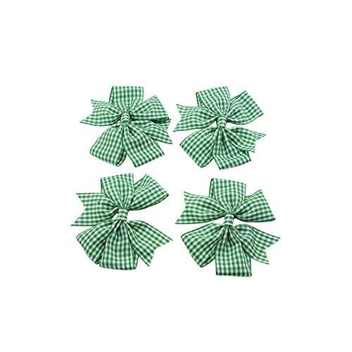 2 x Green Gingham Check Hair Bows Hair Clips Ideal for Matching BTS Back to School Summer Dress's Uniform