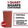 1 Quart Sharps Container, Portable Container, 3 Pack