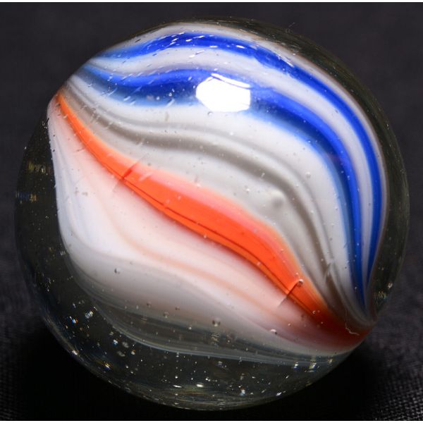 XL French Sparkler Vintage Marble Electric Orange & Cobalt  27.6mm, 1.08''Inch