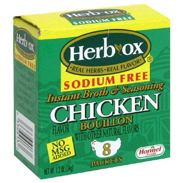 HERB-OX Sodium Free Chicken Bouillon Packets, 1.5 oz, (Pack of 12)