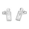 Sterling Silver Bobble Beaded Baguette CZ Stud Earrings