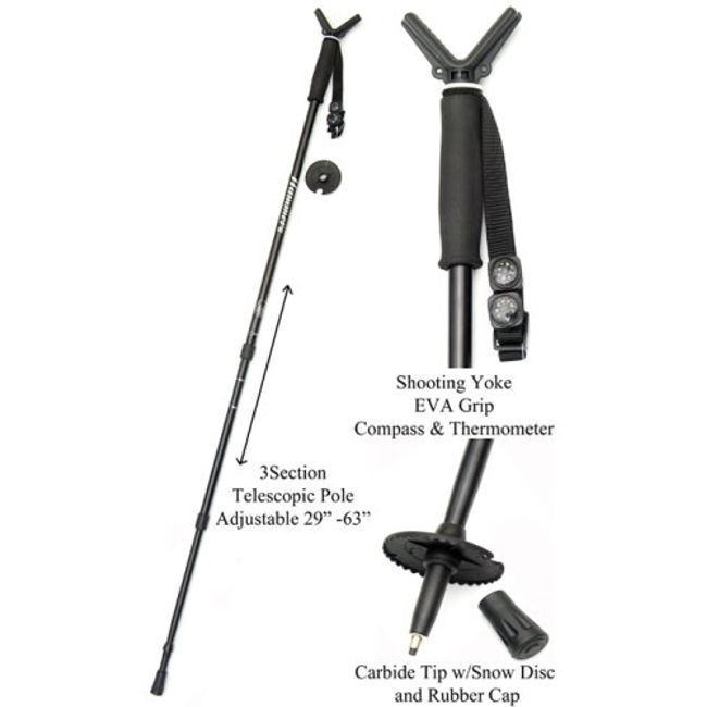 Hammers Telescopic Collapisble Shooting Stick Monopod Gun Pod w/V Yoke Rest Mount