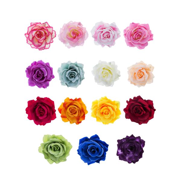 Outus 15 Pieces Flower Hair Clips Rose Flower Hairpin Clip Mexican Flower Pin Flower Brooch for Wedding Halloween, Medium(Fresh Colors)