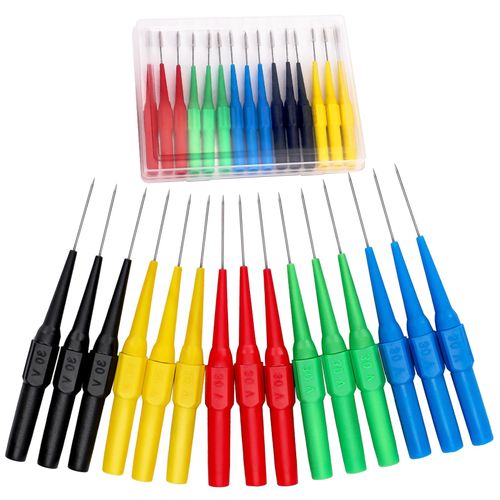 15Pcs Probes Pin Insulation Wire Piercing Needle Test Back Probe Kit Super Tip Multimeter Probe 0.7mm No-Destructive Test Probes for Car Tester Banana Socket Tester
