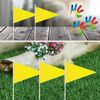Lebei 12Pack Small Yellow Pennant Stick Flag Mini Triangle Blank DIY Graffiti Hand Held 5x8 Inch Flags with Solid Pole