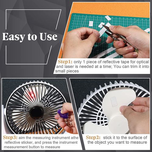 Kadimendium 50 Pcs Tachometer Reflective Tapes Strong Adhesion Flexible Waterproof Optical Laser Speedometer Reflective Tapes Strips for Optical and Laser Tachometers