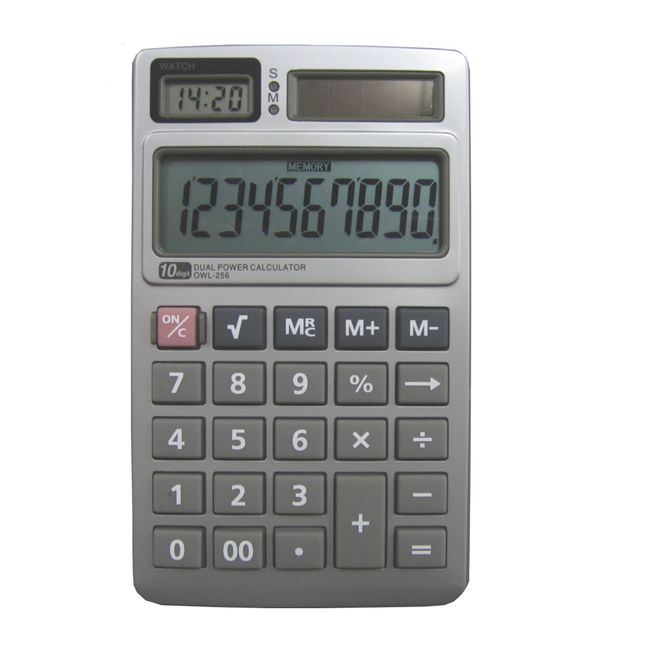 10 Digit Dual Power Calculator with Clock