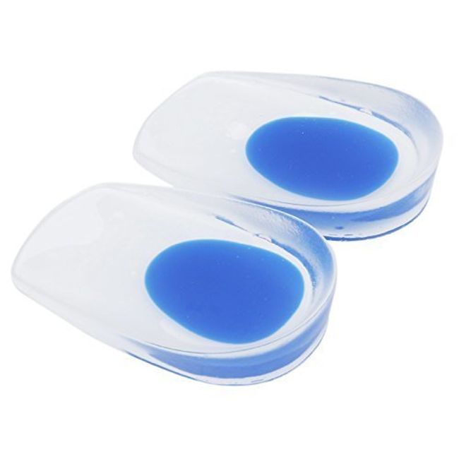 Liroyal Footful 2 Pair of Gel Heel Cups Heel Support Pads Cushions for Plantar Fasciitis Heel Pain-UK3.5-6.5(Blue)