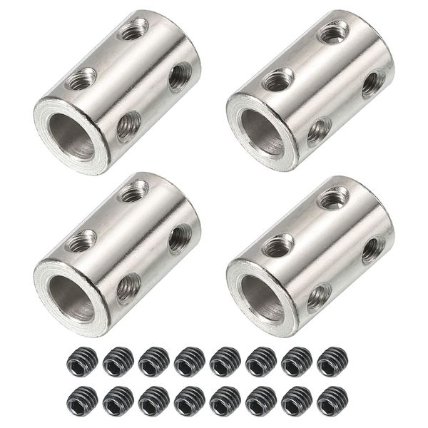 PATIKIL Shaft Coupler Rigid Shaft Coupler Rigid Coupler Motor Connector L22 x D14 8mm to 8mm Bore Stainless Steel Screw for 3D Printer Silver 4 Pack