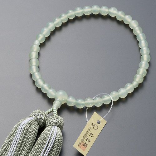 Buddhist Altanya Takita Shoten Kyoto Prayer Beads for Women, Green Onyx, 0.3 inch (7 mm) Ball, Pure Silk Head Tassel with Rosary Bag, For Women, Can Be Used in All Sects, Certificate Included