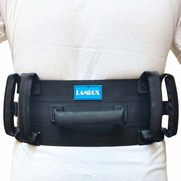 LAMBOX Gait Belt-Transfer Belt with 7 Nylon Padded Handles, Medical Nursing Safety Gait Assist Device for Elderly, Seniors, Therapy (7 Soft Black Handles 60",Plastic Release Buckle)