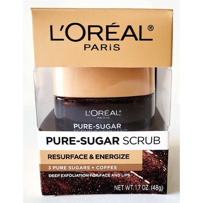 L'Oreal Pure Sugar & Coffee Facial Scrub - Resurface & Energize 1.7 oz - NIB