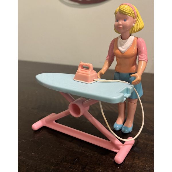 Fisher Price  Dollhouse Iron Board And Mom  Short Blonde Hair  1993