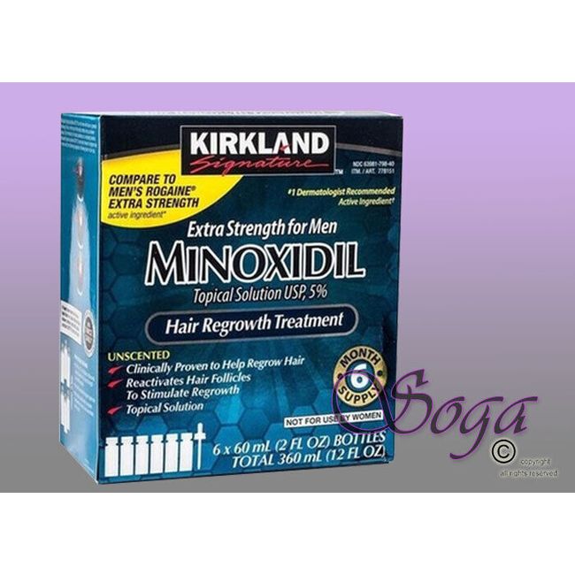 NEW KIRKLAND MINOXIDIL 5% EXTRA STRENGTH MEN HAIR REGROWTH SOLUTION 6 MONTH 6PCS