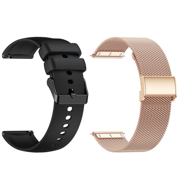 ZOSKVEE Replacement Straps 22mm for P95 Smart Watch, Quick Release Watch Bands Silicone and Stainless Steel Replacement Bands for Women Men