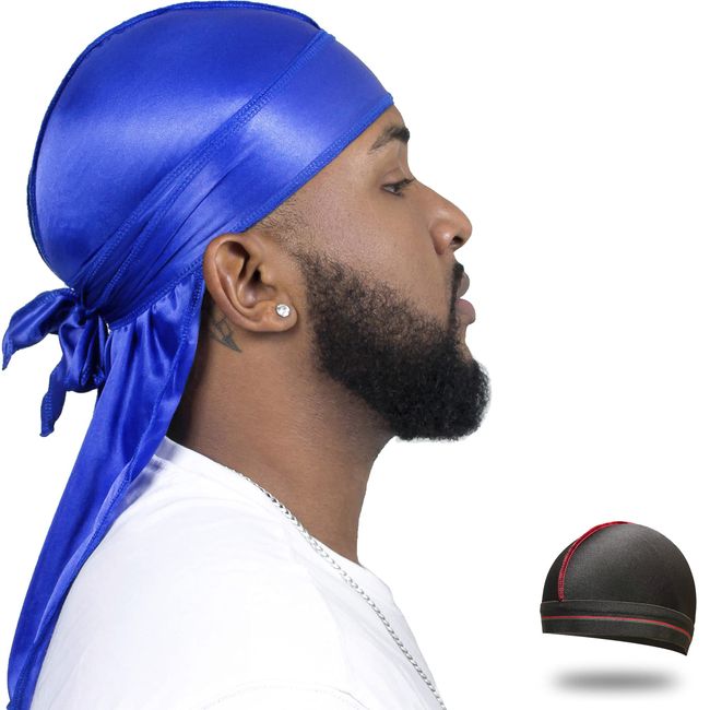 Silky Durag and Waves Cap, Multiple Styles Wave Cap Pack for Men Waves,  Moisture-Tech Fabric Satin Du-Rag