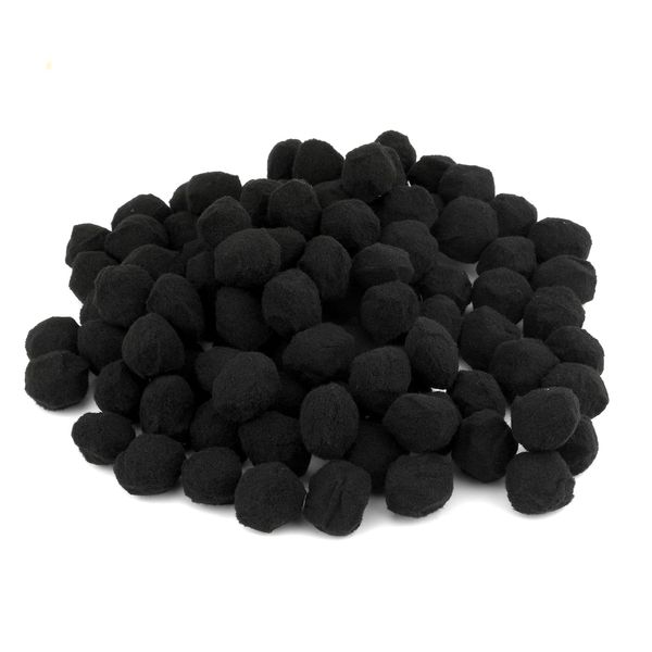 KINBOM 100pcs Craft Pom Poms 1 Inch Diameter, Soft Shaggy Pom Poms Balls for Arts and Crafts Pompoms Knitting Accessories for DIY Handicrafts Lovers (Black)