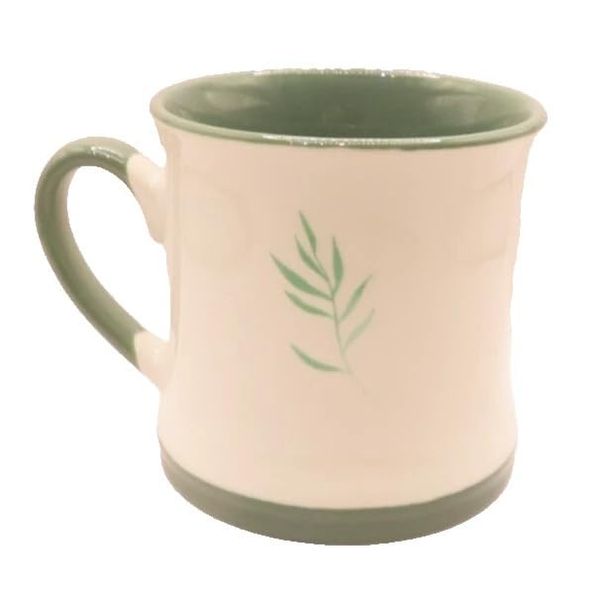 Leaf Ceramic Mug Green & White 8.8 CM Microwave & Dishwasher Safe Gift Tableware
