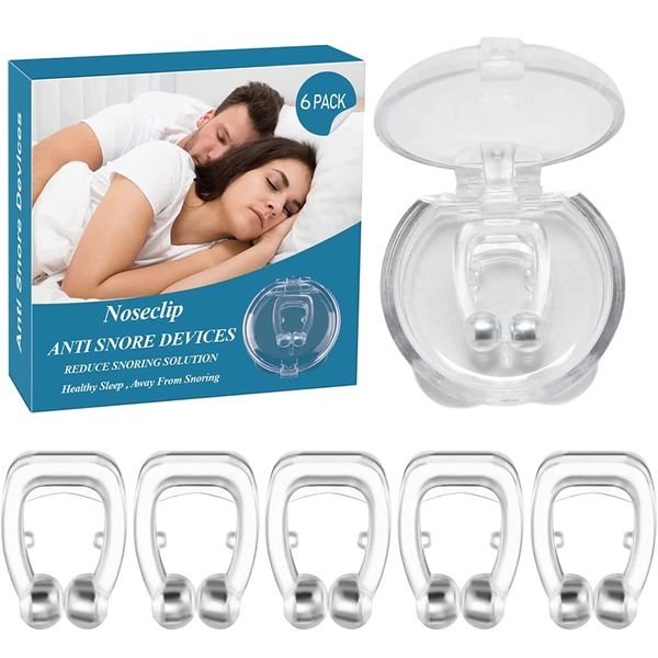 6 PCS Anti Snore Devices, Breathing Relief Nasal Dilator, Magnetic Anti Snore Nose Clip, Reusable Snore Aids Comfortable