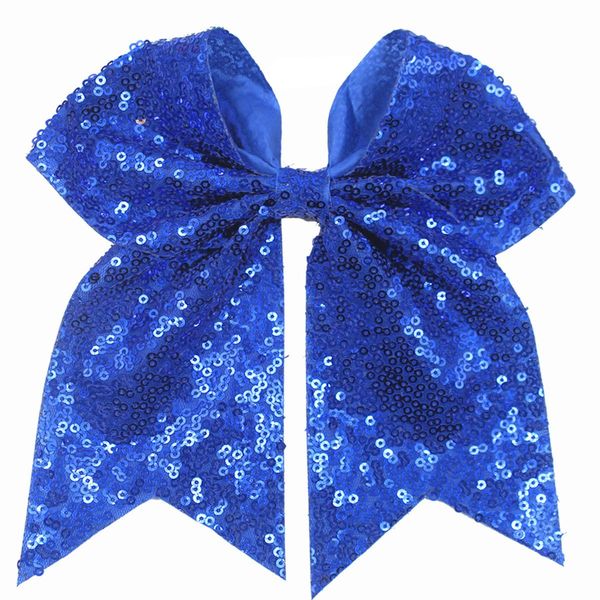 JINBUYAO 7" Jumbo Bow Hair Clip for Girls Large Glitter Cheer Bow Clip Sequin Bow Ponytail Duckbill Hair Clip for Women Teen Cheerleader Costume Accessories(Royal Bule)