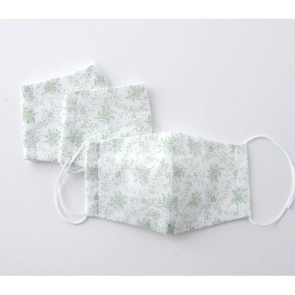 Wataka Kaori (Made in Japan) 3D Gauze Cloth Mask, Washable, Hygienic Gauze Mask, Mini Flower, Bitter Lime 3 Pieces