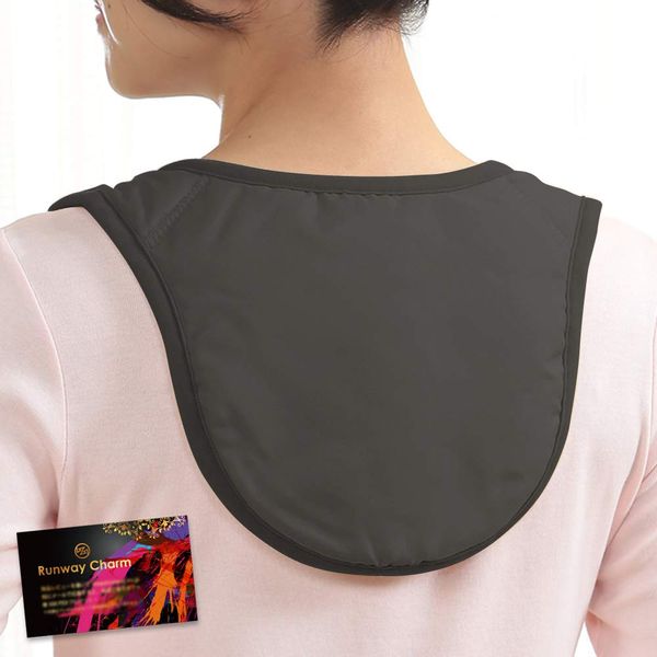 RunwayCharm Warm Neck and Shoulder Blades, Made in Japan, Hot Inner Shoulder Blade/Neck Supporter, Warm, RC Sticker Included, Black