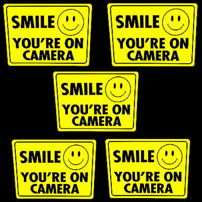 LOT OF 5 SMILE SURVEILLANCE SECURITY CCTV CAMERA OUTDOOR WARNING ...
