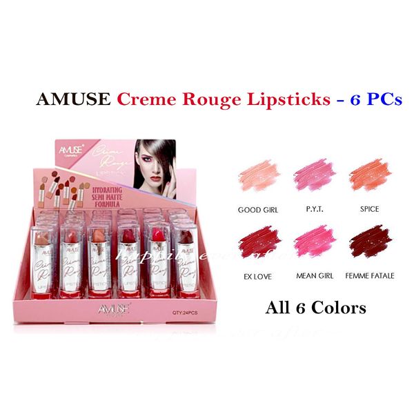 Amuse Creme Rouge Lipsticks - 6 Nude, Pink, Red Tone Lipsticks *US SELLER* 6 PCs