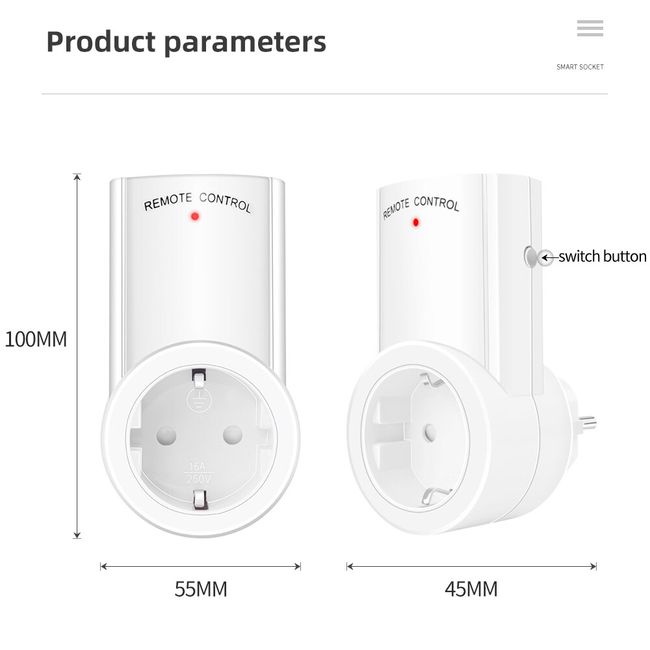 433MHZ AC 110V 220V 260V RF Wireless Remote Control Switch Socket