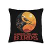 Bird Watcher Binoculars And Birds Encounter Throw Pillow