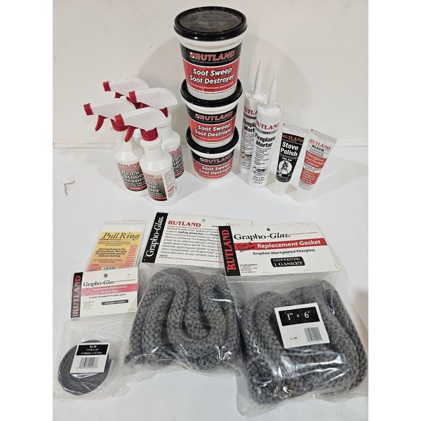 Lot of Fireplace & Stove Supplies, Gaskets, Cement, Mortar & More!