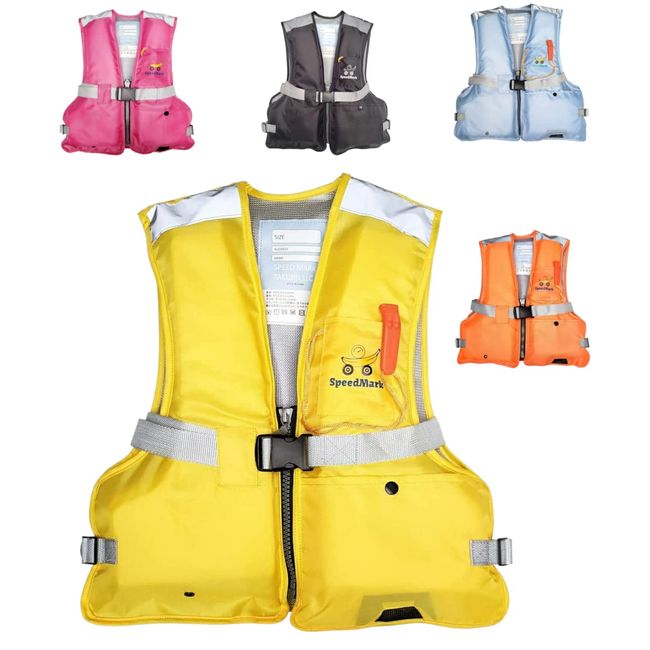 SPEEDMARK Life Jacket Kids Kids Adult Floating Vest Lifesaving Gear Fishing Junior (M, Yellow)